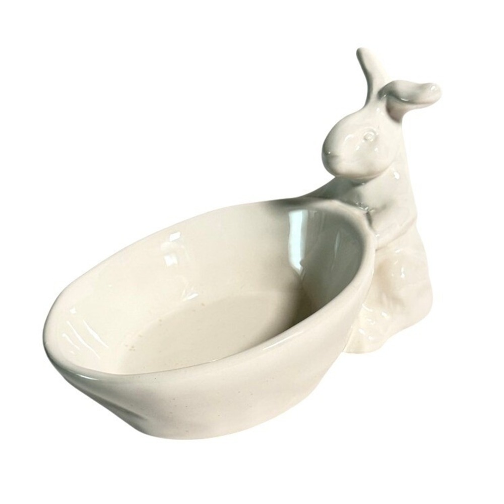 Williams Sonoma Ceramic Bunny Rabbit Candy Nut Dish Size 6 inches Cottagecore